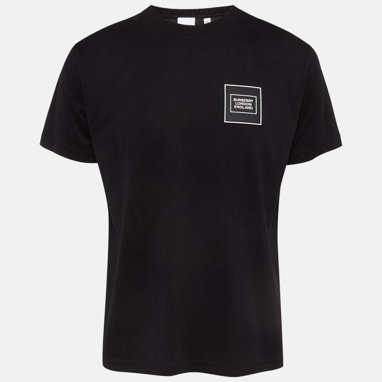 Pre Owned Burberry Black Cotton Knit Badge Detail Crew Neck Tshirt XXS