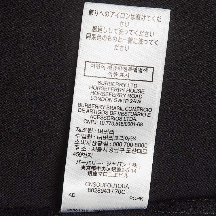 Pre Owned Burberry Black Cotton Knit Badge Detail Crew Neck Tshirt XXS
