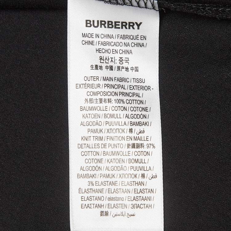 Pre Owned Burberry Black Cotton Knit Badge Detail Crew Neck Tshirt XXS