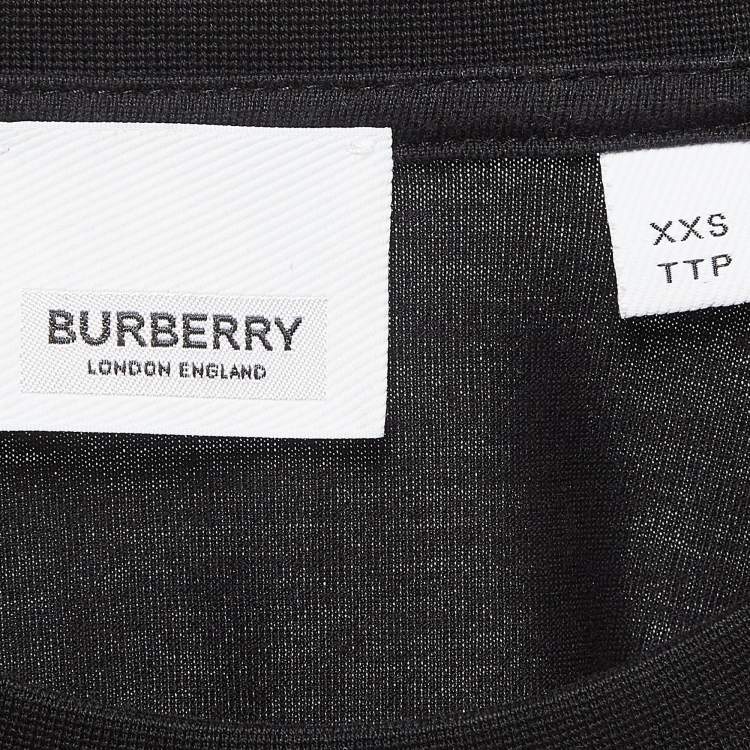 Pre Owned Burberry Black Cotton Knit Badge Detail Crew Neck Tshirt XXS