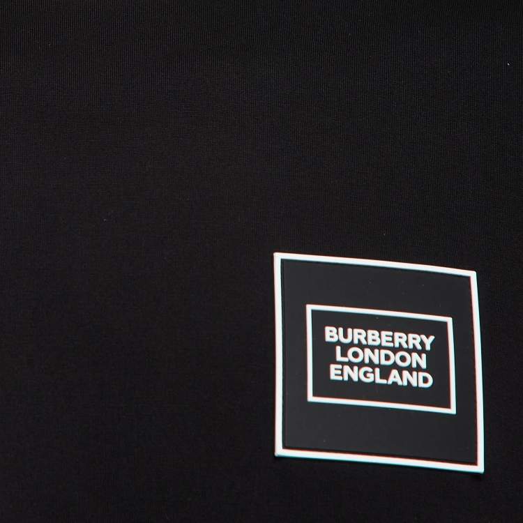 Pre Owned Burberry Black Cotton Knit Badge Detail Crew Neck Tshirt XXS
