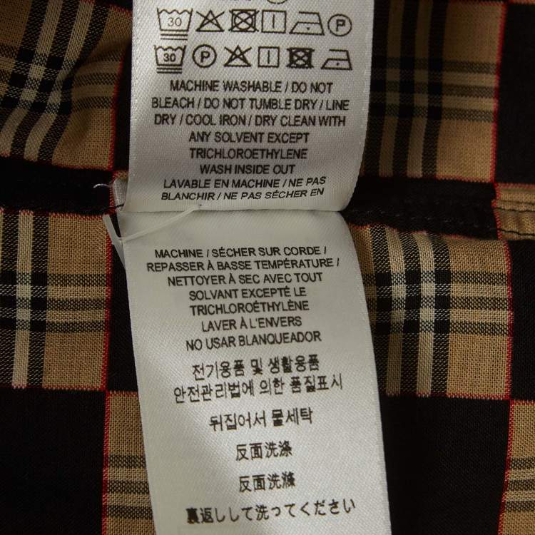 Pre Owned Burberry Black/Brown Checked Cotton Shirt XXS
