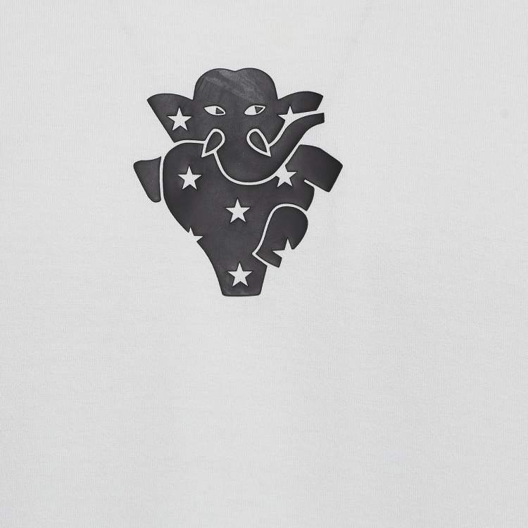 Pre Owned Burberry White Elephant Print Cotton Jersey T- Shirt XXS