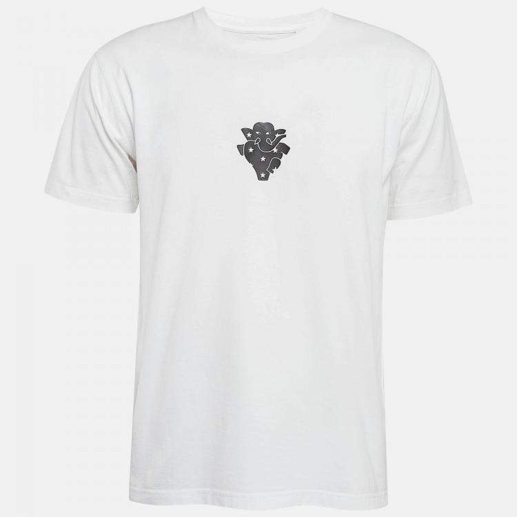 Pre Owned Burberry White Elephant Print Cotton Jersey T- Shirt XXS