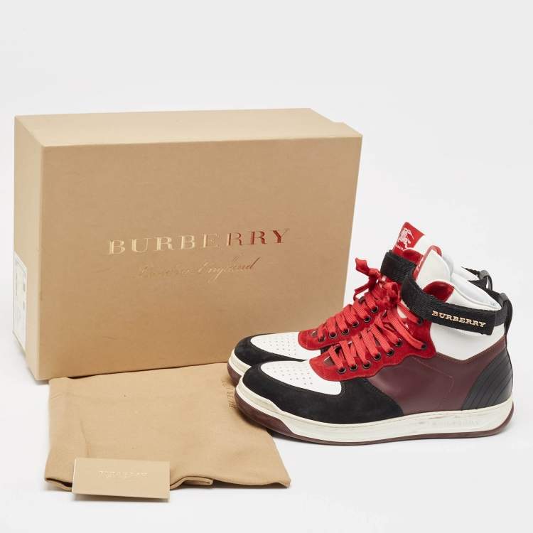 Pre Owned Burberry Multicolor Leather and Suede Dennis High Top Sneakers Size 42