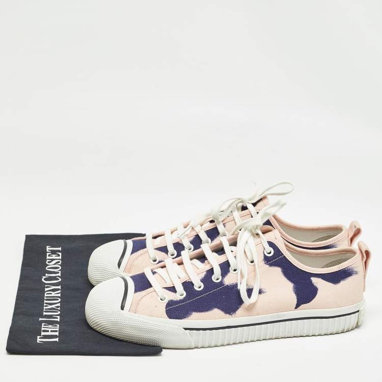 Pre Owned Burberry Pink/Navy Blue Canvas Cap Toe Lace Up Sneaker Size 44