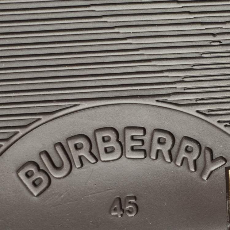 Pre Owned Burberry Brown Leather Logo Slide Flats Size 45