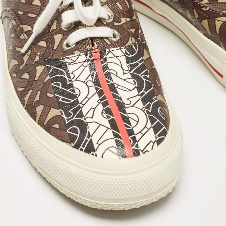 Pre Owned Burberry Brown Canvas Lace Up Sneakers Size 41