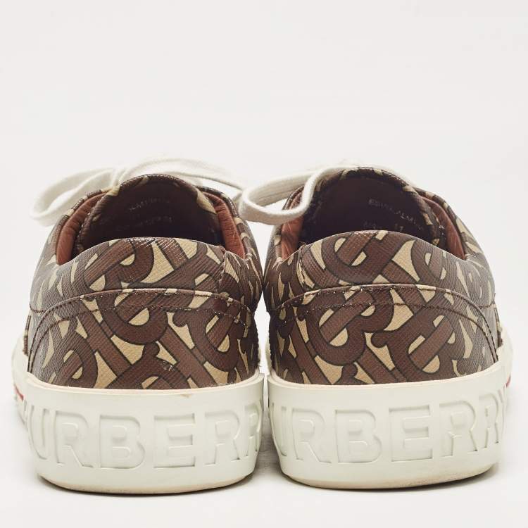 Pre Owned Burberry Brown Canvas Lace Up Sneakers Size 41