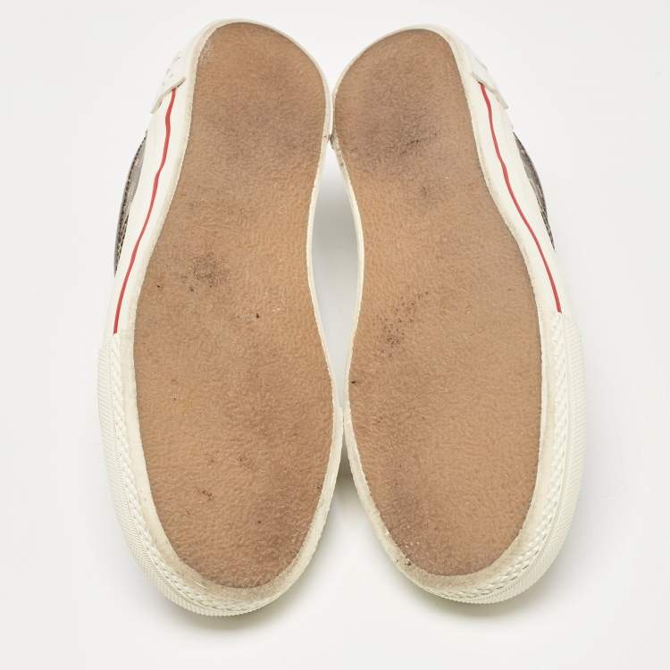 Pre Owned Burberry Brown Canvas Lace Up Sneakers Size 41