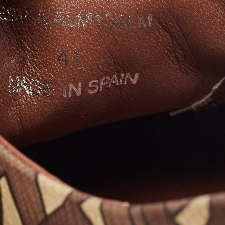 Pre Owned Burberry Brown Canvas Lace Up Sneakers Size 41