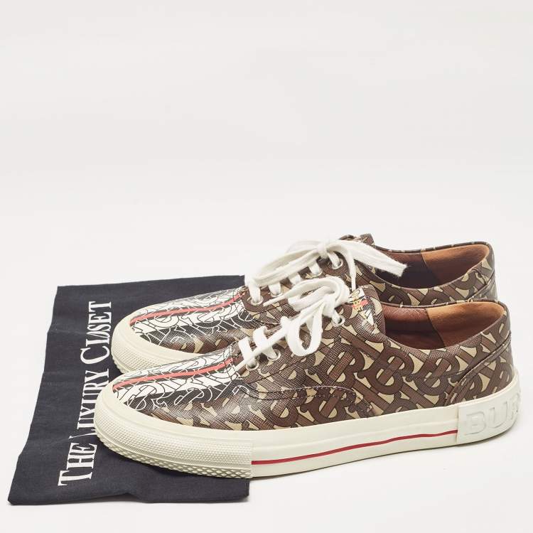 Pre Owned Burberry Brown Canvas Lace Up Sneakers Size 41
