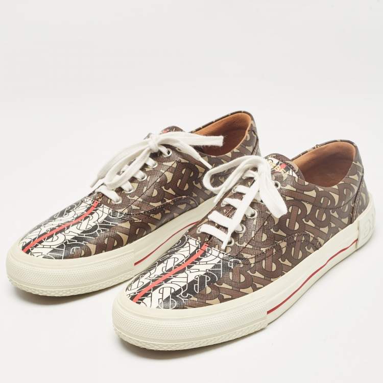 Pre Owned Burberry Brown Canvas Lace Up Sneakers Size 41