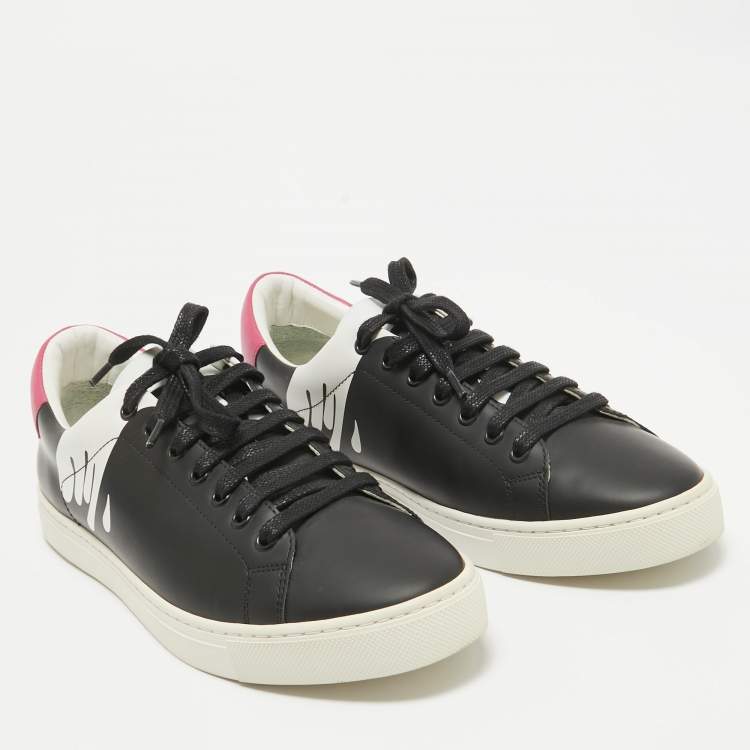 Pre Owned Burberry Black/Pink Leather Low Top Sneakers Size 43