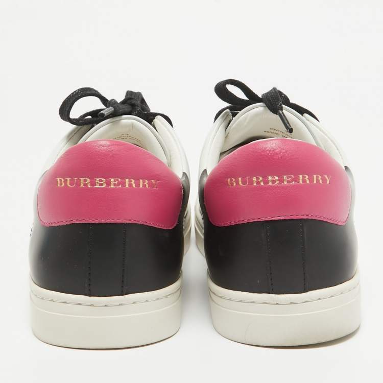 Pre Owned Burberry Black/Pink Leather Low Top Sneakers Size 43