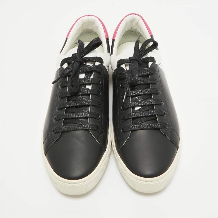 Pre Owned Burberry Black/Pink Leather Low Top Sneakers Size 43