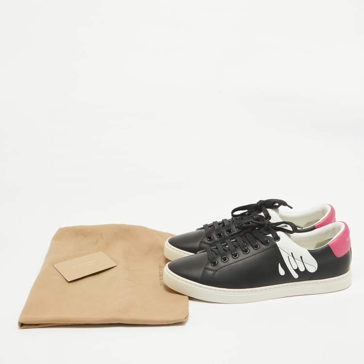 Pre Owned Burberry Black/Pink Leather Low Top Sneakers Size 43