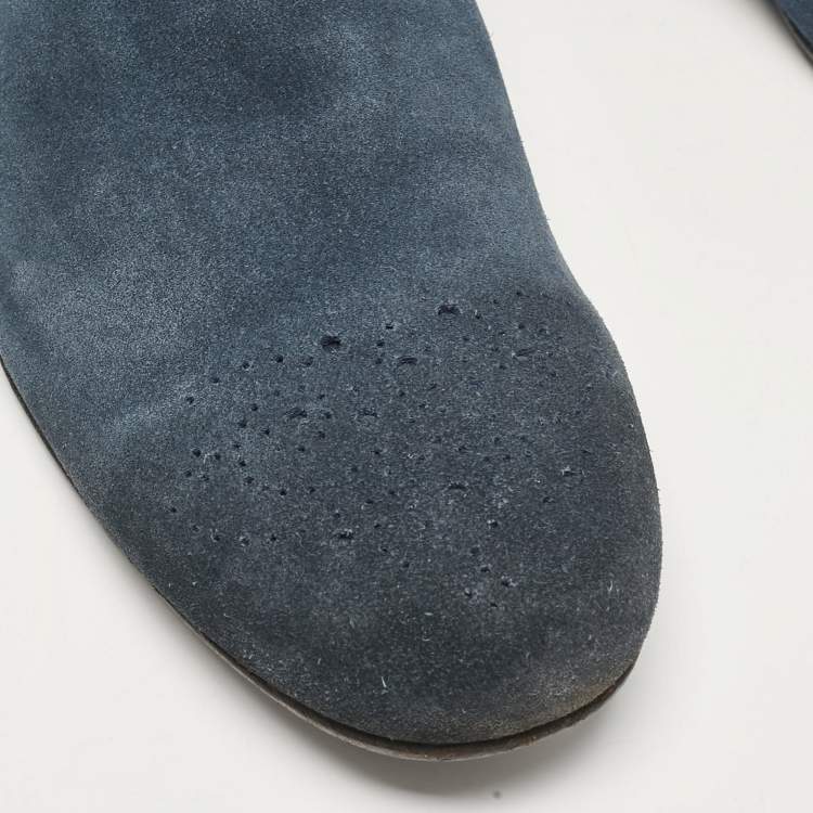 Pre Owned Burberry Blue Suede Ankle Length Boots Size 45
