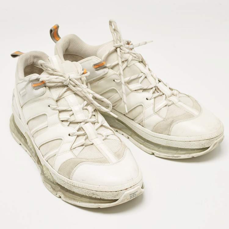 Pre Owned Burberry White Leather and Mesh Low Top Sneakers Size 44