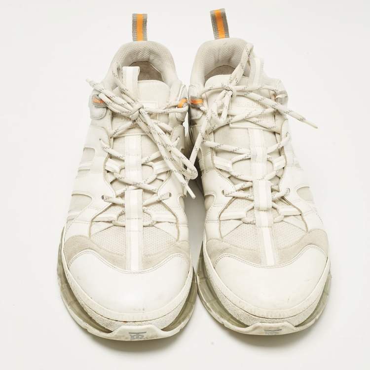 Pre Owned Burberry White Leather and Mesh Low Top Sneakers Size 44