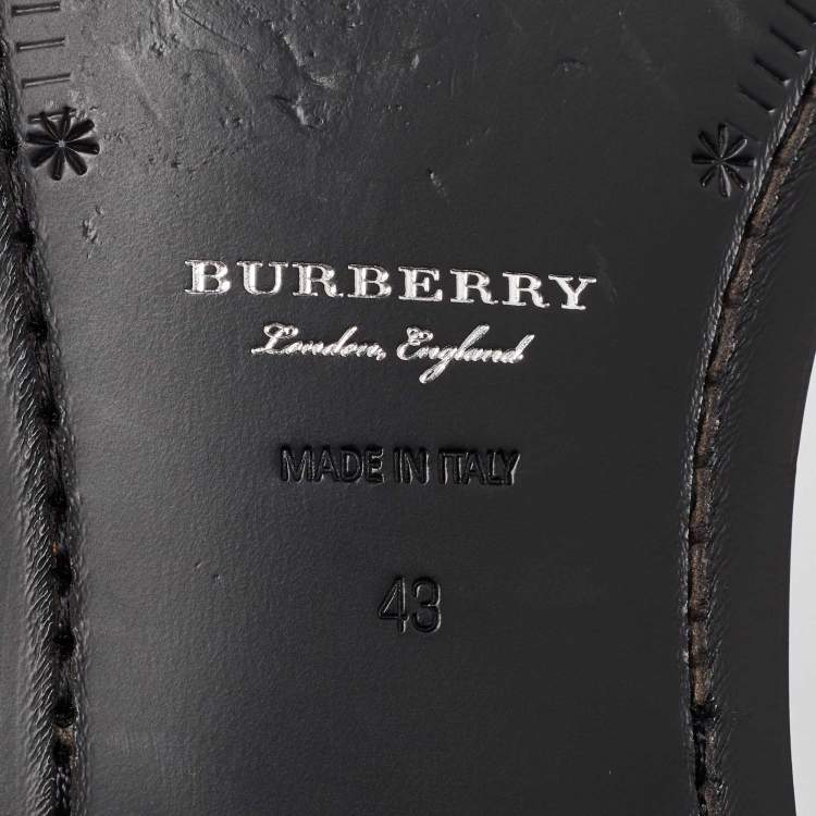 Pre Owned Burberry Brown Leather Studded Kiltie Fringe Loafers Size 43