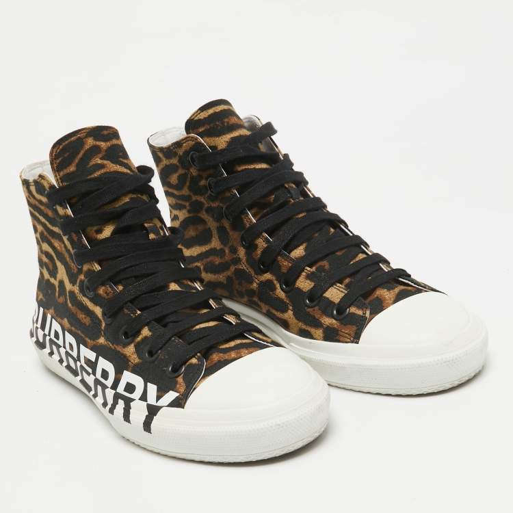 Pre Owned Burberry Brown Canvas High Top Sneakers Size 41