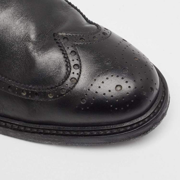 Pre Owned Burberry Black Vintage Check Detail Leather Chelsea Boots Size 45