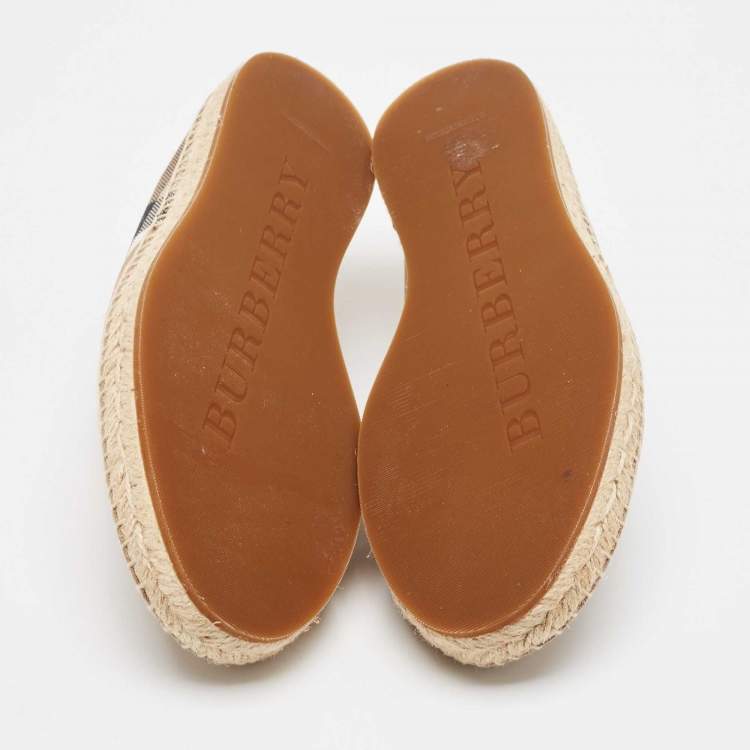 Pre Owned Burberry Beige Pateman Check Canvas Slip On Espadrilles Size 42