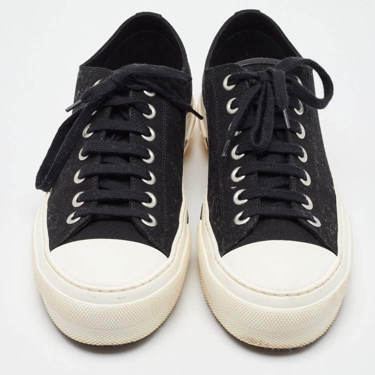 Pre Owned Burberry Black Canvas Jack Print Low Top Sneakers Size 44