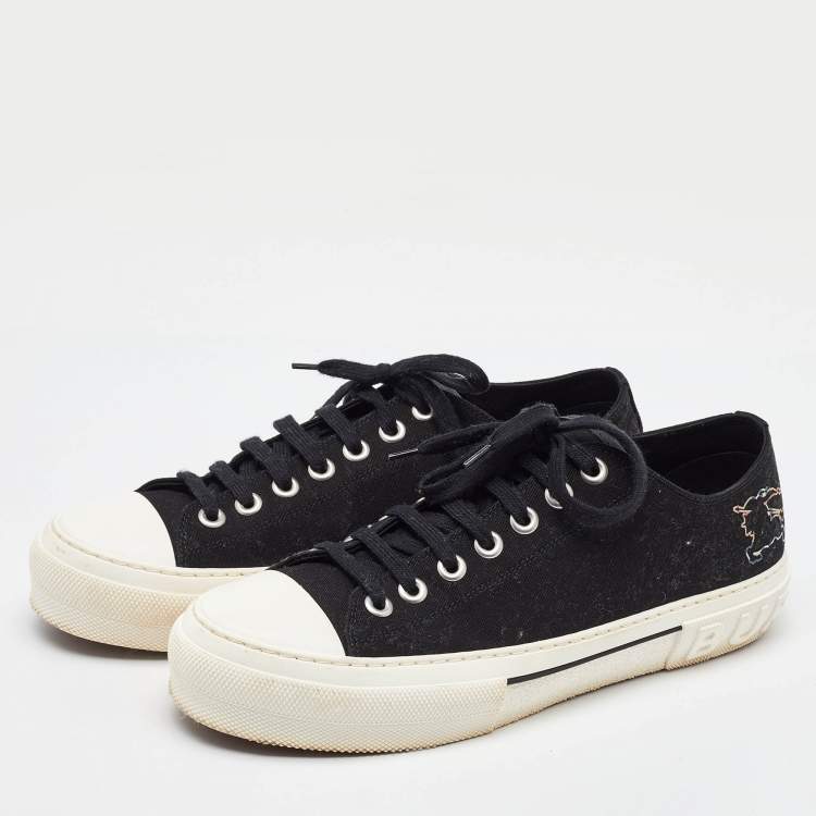 Pre Owned Burberry Black Canvas Jack Print Low Top Sneakers Size 44