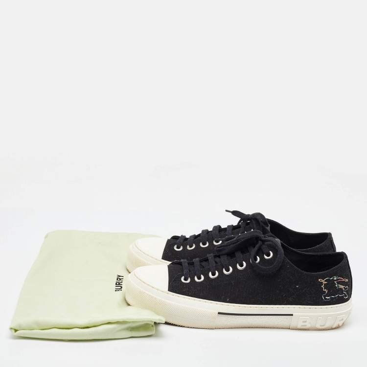 Pre Owned Burberry Black Canvas Jack Print Low Top Sneakers Size 44