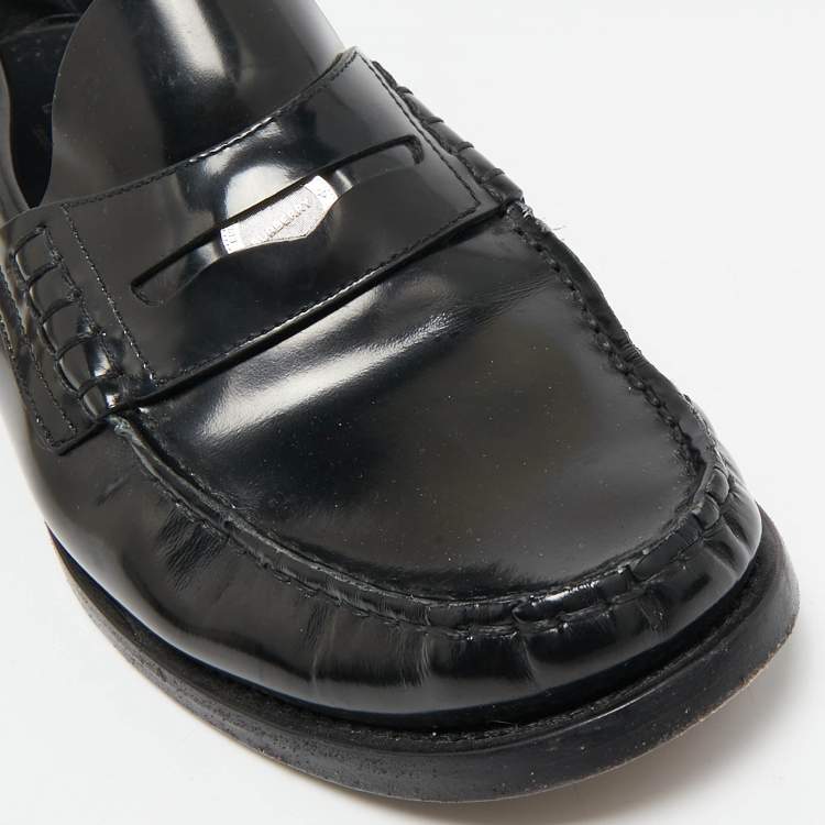 Pre Owned Burberry Black Brushed Leather Rupert Loafers Size 41