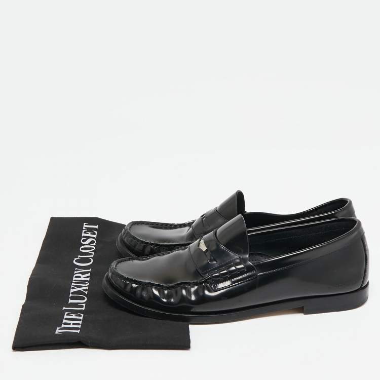 Pre Owned Burberry Black Brushed Leather Rupert Loafers Size 41