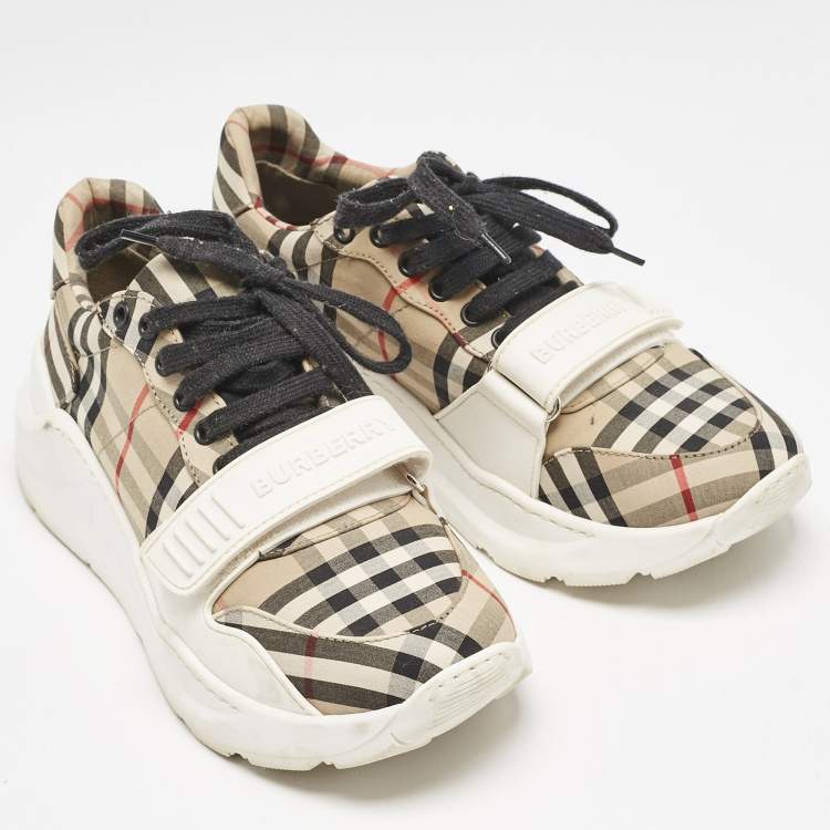 Pre Owned Burberry Brown Canvas and Leather Sean Low Top Sneakers Size 41
