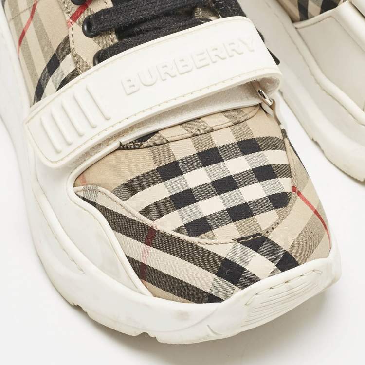 Pre Owned Burberry Brown Canvas and Leather Sean Low Top Sneakers Size 41