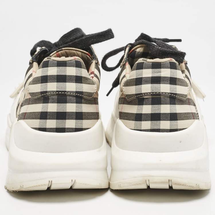Pre Owned Burberry Brown Canvas and Leather Sean Low Top Sneakers Size 41