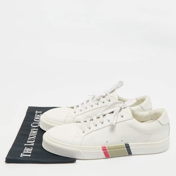 Pre Owned Burberry White Leather Low Top Sneakers Size 44