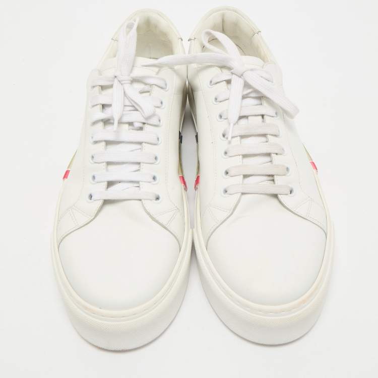 Pre Owned Burberry White Leather Low Top Sneakers Size 44