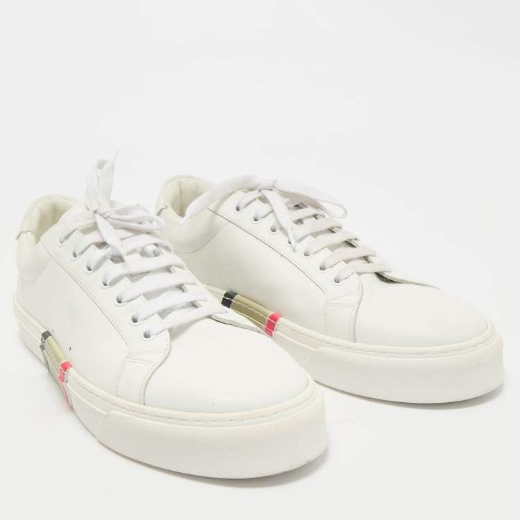 Pre Owned Burberry White Leather Low Top Sneakers Size 44