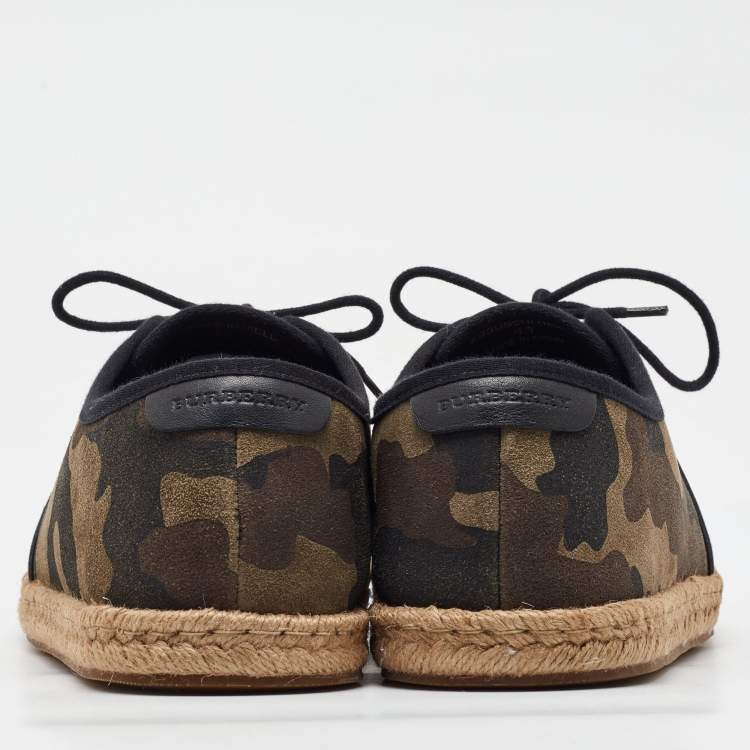 Pre Owned Burberry Multicolor Camouflage Print Suede Carlson Lace Up Espadrille Flats Size 43