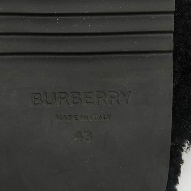 Pre Owned Burberry Black Shearling Furnival Flats Size 43