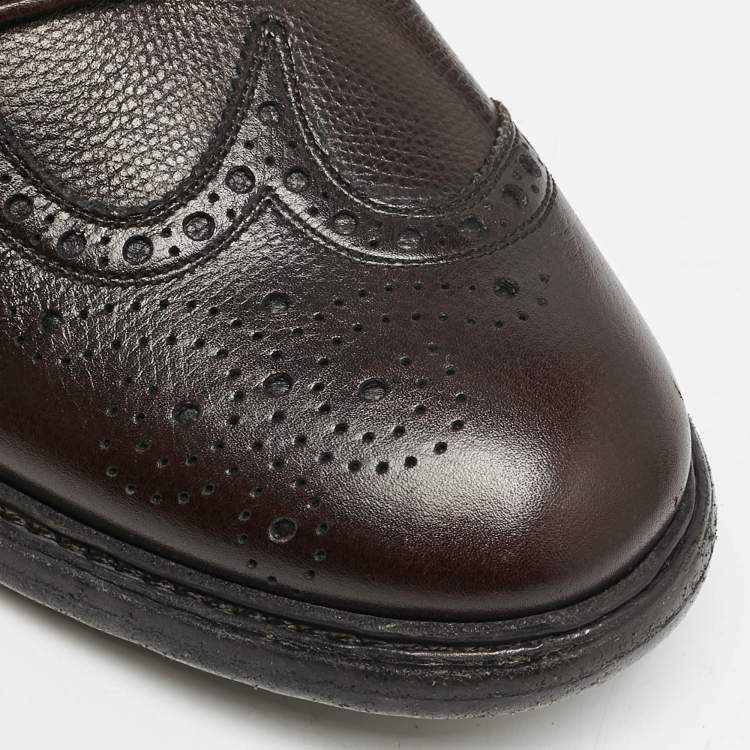 Pre Owned Burberry Burgundy Leather Delmar Monk Strap Brogues Size 41