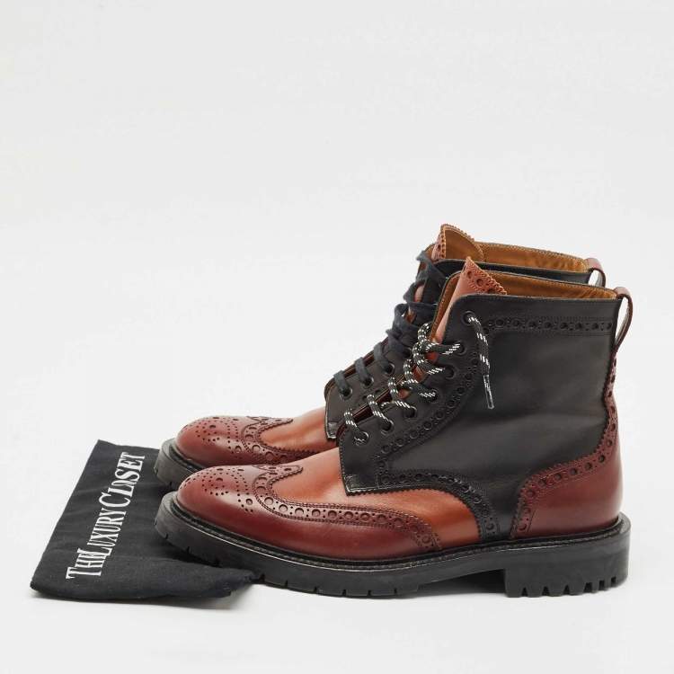 Pre Owned Burberry Tricolor Leather Barkestone Combat Boots Size 43.5