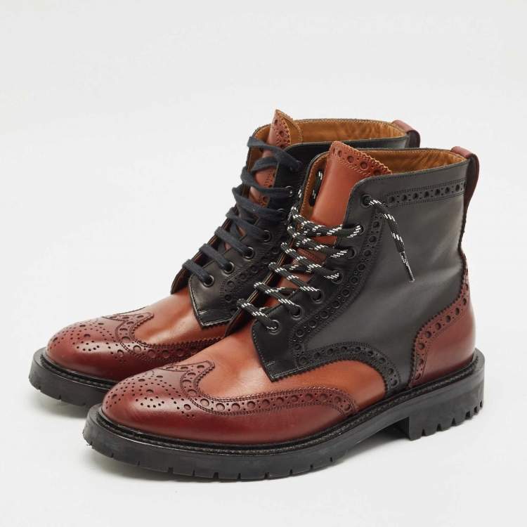 Pre Owned Burberry Tricolor Leather Barkestone Combat Boots Size 43.5