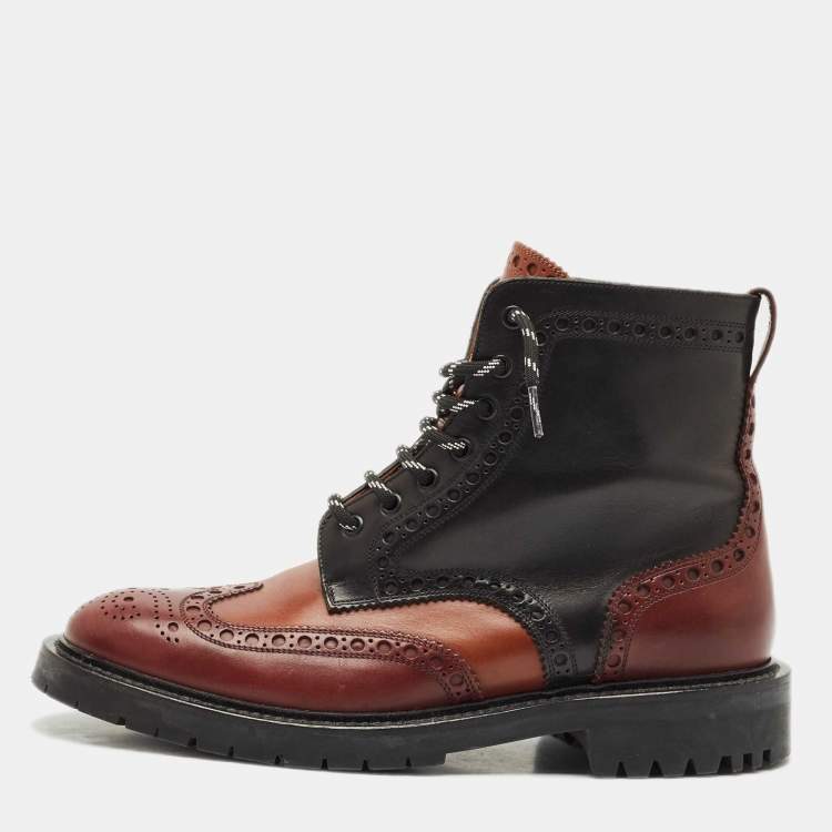 Pre Owned Burberry Tricolor Leather Barkestone Combat Boots Size 43.5
