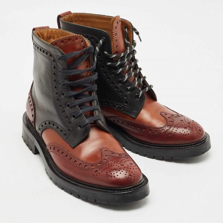 Pre Owned Burberry Tricolor Leather Barkestone Combat Boots Size 43.5