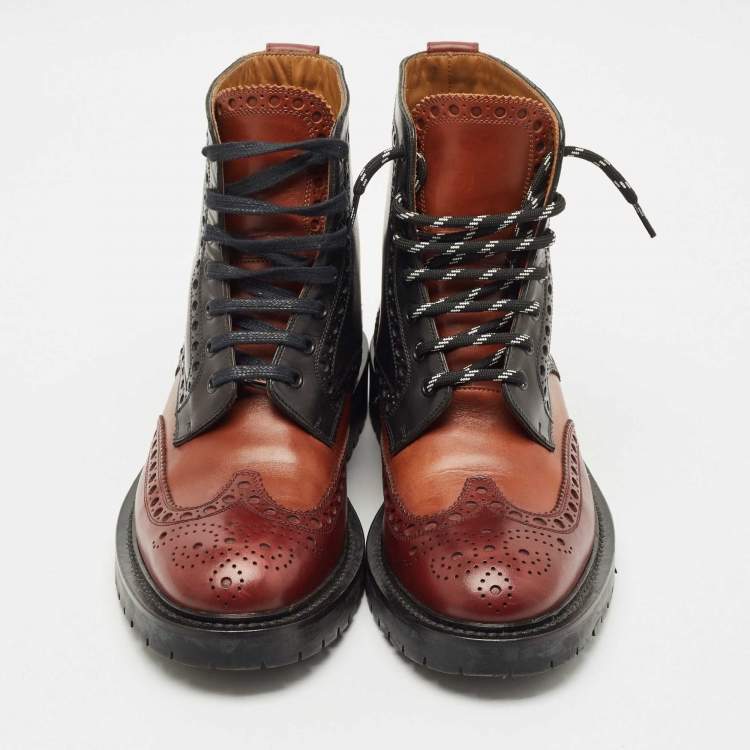 Pre Owned Burberry Tricolor Leather Barkestone Combat Boots Size 43.5