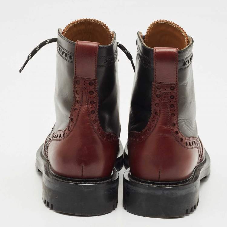 Pre Owned Burberry Tricolor Leather Barkestone Combat Boots Size 43.5