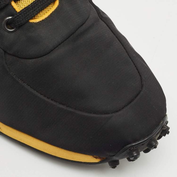 Pre Owned Burberry Black/Yellow Nylon and Suede Low Top Sneakers Size 43