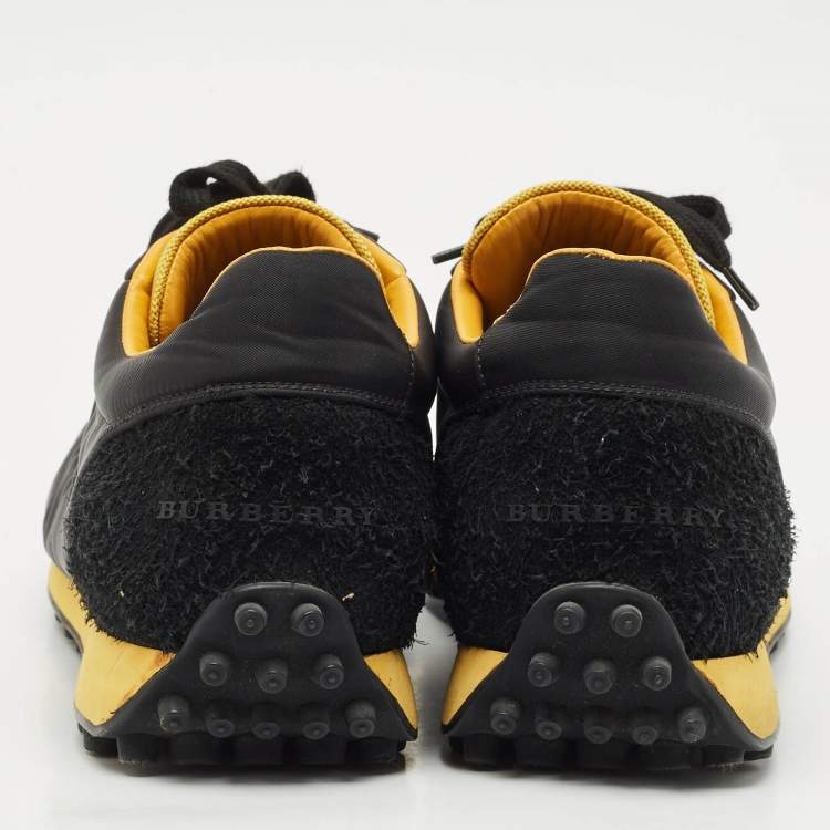 Pre Owned Burberry Black/Yellow Nylon and Suede Low Top Sneakers Size 43